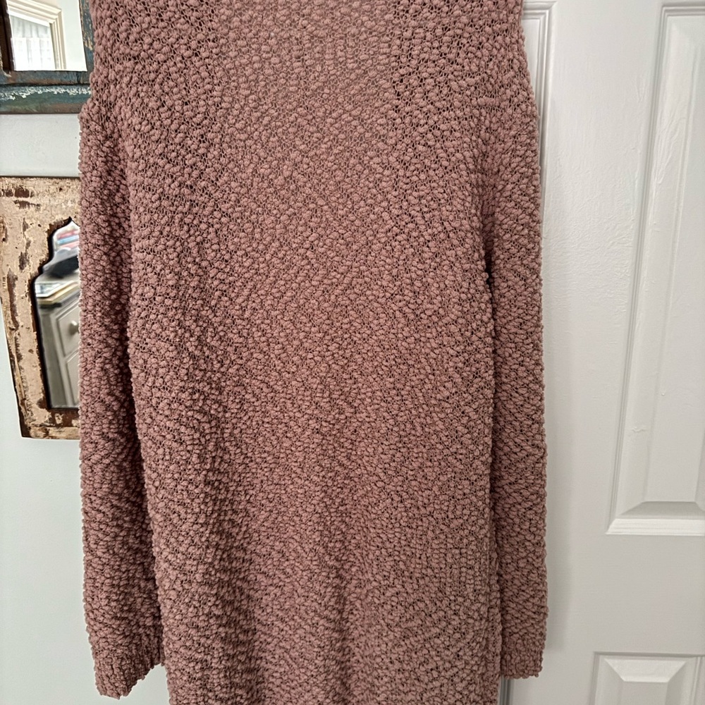Cozy Mauve Popcorn Knit Cardigan - Women's Sweater